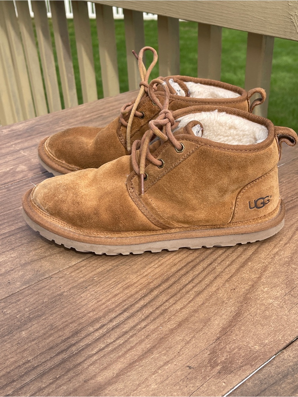 UGG Neumel Chestnut Suede Lace Up Boots Mens Size 9